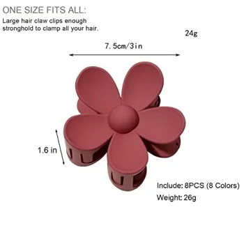 Flower Hair Clips 8PCS - Durable Nonslip Claw Clips for All Hair Types
