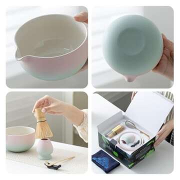 TEANAGOO Matcha Whisk Set,Ceremony Matcha Set,Matcha Kit Grident Pink,Matcha Tea Set for Making Brea...