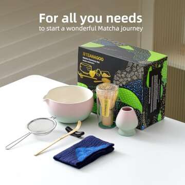 TEANAGOO Matcha Whisk Set,Ceremony Matcha Set,Matcha Kit Grident Pink,Matcha Tea Set for Making Breakfast/Matcha Latte,Matcha Whisk and Bowl with All Accessories,Gift for Matcha Lover/Friend/Family