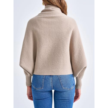 Saodimallsu Womens Open Front Cardigan Batwing Long Sleeve Shawl Chunky Knit Loose Fall Poncho Sweater Coats Coffee