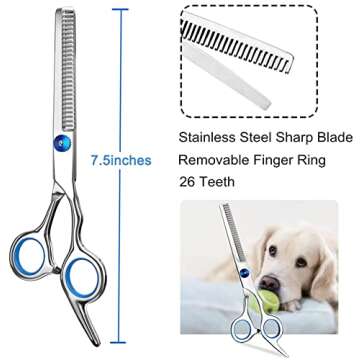 Pets vv 3 Pack Dog Grooming Scissors with Safety Round Tip, Perfect Stainless Steel Up-Curved Grooming Scissors Kit Thinning Cutting Shears Comb Pet Dog Grooming Supplies Trimmer for Dogs and Cats