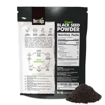 Berrilys Organic Black Seed Powder | Premium Black Cumin Powder, Pure and Natural, Perfect for Smoothies, Baking, and Cooking, High in Antioxidants and Nutrients, Non-GMO, Gluten-Free, Vegan | 16 oz