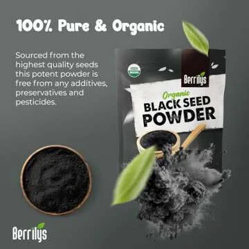 Berrilys Organic Black Seed Powder | Premium Black Cumin Powder, Pure and Natural, Perfect for Smoothies, Baking, and Cooking, High in Antioxidants and Nutrients, Non-GMO, Gluten-Free, Vegan | 16 oz