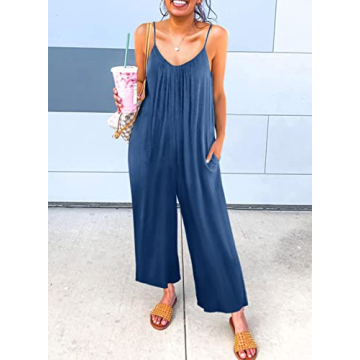 Dokotoo Women's Adjustable Strap Sleeveless Jumpsuit with Pockets