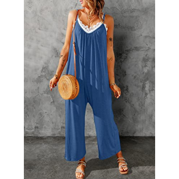 Dokotoo Women's Adjustable Strap Sleeveless Jumpsuit with Pockets