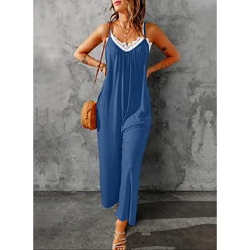 Dokotoo Women's Adjustable Strap Sleeveless Jumpsuit with Pockets