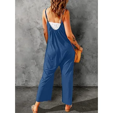 Dokotoo Women's Adjustable Strap Sleeveless Jumpsuit with Pockets