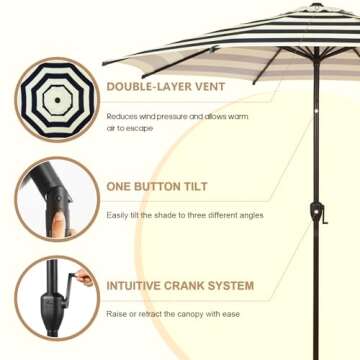 Abba Patio 9FT Lyon Outdoor Table Umbrella with UV Protection and Easy Set-Up