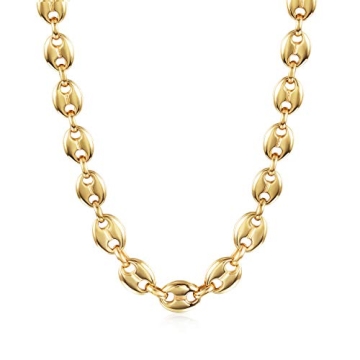 WISTIC Coffee Bean Necklace Stacke Link for Women Adjustable Clasp Gold Plated Stainless Steel Link ...