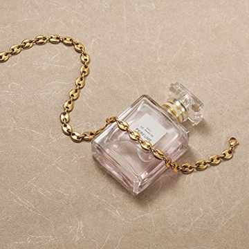 WISTIC Coffee Bean Necklace Stacke Link for Women Adjustable Clasp Gold Plated Stainless Steel Link Charm Chain for Men and Adults Fashion Gift