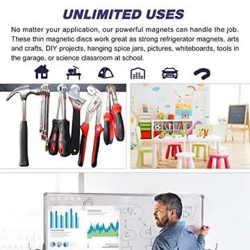 Super Strong Neodymium Disc Magnets with Double-sided Adhesive, Powerful Permanent Rare Earth Magnets. Fridge, DIY, Building, Scientific, Craft, and Office Magnets, 1.26 inch D x 1/8 inch H - 16 Packs