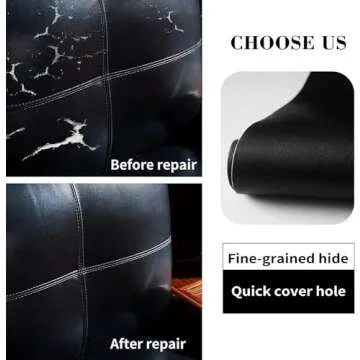 Lifeshoon Leather Repair Patch, 17X79 inch Self Adhesive Leather Repair, Large Leather Repair Tape for Couches, Furniture, Car Seats, Cabinets, Wall, Handbags （Black, 17X79 inch）