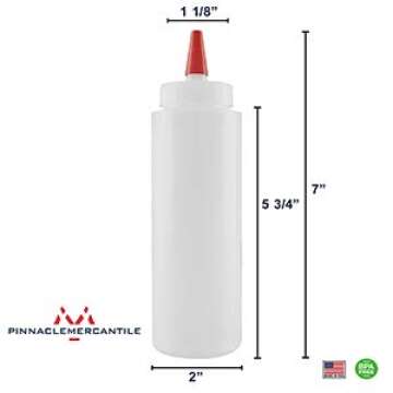 Pinnacle Mercantile 3 Pack Condiment Squeeze Bottles 8-ounce Red Cap Soft Squeeze for Icing, Ketchup...