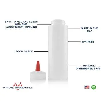 Pinnacle Mercantile 3 Pack Condiment Squeeze Bottles 8-ounce Red Cap Soft Squeeze for Icing, Ketchup, Frosting, Cookie Decorating, Sauces