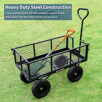 BILT HARD Steel Garden Cart with No-Flat Tires and 880 lbs Capacity