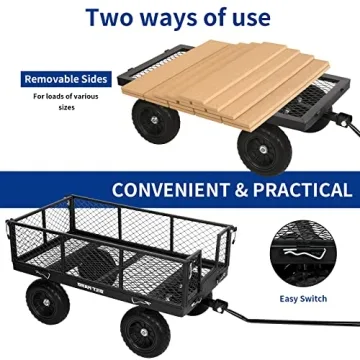 BILT HARD Steel Garden Cart with No-Flat Tires and 880 lbs Capacity