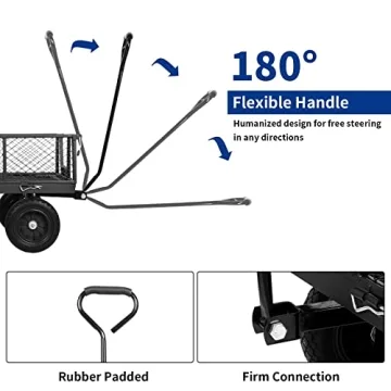 BILT HARD Steel Garden Cart with No-Flat Tires and 880 lbs Capacity