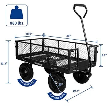 BILT HARD Steel Garden Cart with No-Flat Tires and 880 lbs Capacity