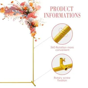 Xizlapu 6.6FTx6.6FT Wedding Arch Backdrop Stand Square Gold Metal Balloon Arch Frame for Ceremony ...