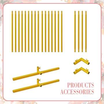 Xizlapu 6.6FTx6.6FT Wedding Arch Backdrop Stand Square Gold Metal Balloon Arch Frame for Ceremony Anniversary Garden Arbor Outdoor Baby Shower Photo Booth Photo Booth Background