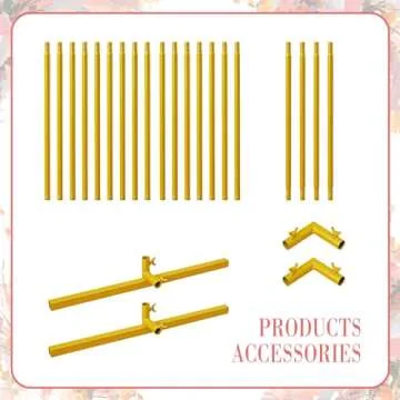 Xizlapu 6.6FTx6.6FT Wedding Arch Backdrop Stand Square Gold Metal Balloon Arch Frame for Ceremony Anniversary Garden Arbor Outdoor Baby Shower Photo Booth Photo Booth Background