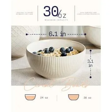 Getstar Ceramic Soup Bowls - Farmhouse Vintage Set of 4