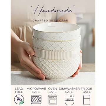 Getstar Ceramic Soup Bowls - Farmhouse Vintage Set of 4