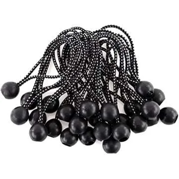 Kotap BB-6B Ball Bungee Cord, Heavy-Duty & Versatile, Indoor & Outdoor, Tarp Tie-Down, Organize & Secure, 6-Inch, Black, 25 Pack