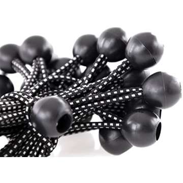Kotap BB-6B Ball Bungee Cord, Heavy-Duty & Versatile, Indoor & Outdoor, Tarp Tie-Down, Organize & Secure, 6-Inch, Black, 25 Pack