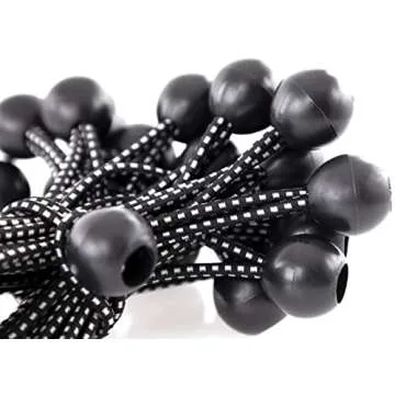 Kotap BB-6B Ball Bungee Cord, Heavy-Duty & Versatile, Indoor & Outdoor, Tarp Tie-Down, Organize & Secure, 6-Inch, Black, 25 Pack