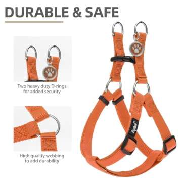 PUPTECK No Pull Dog Harness Soft Adjustable Basic Nylon Step in Puppy Vest Outdoor Walking with ID Tag Orange
