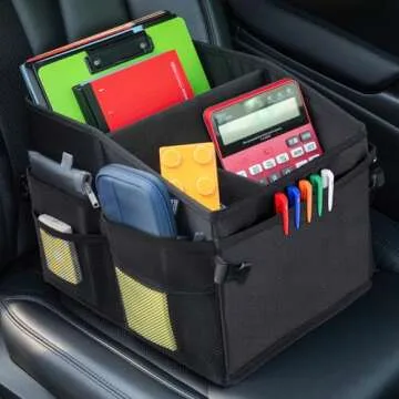 Car Organizer, Car Storage Organizer with Detachable Divider, Car Seat Organizr for Kids With Multi-Pockets &Handles, Small Car Organizer for Car Front Seat, Backseat, Passenger Seats, Car Middle Seat