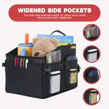 Car Organizer, Car Storage Organizer with Detachable Divider, Car Seat Organizr for Kids With Multi-Pockets &Handles, Small Car Organizer for Car Front Seat, Backseat, Passenger Seats, Car Middle Seat