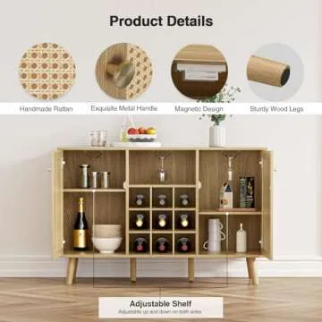 Giluta Rattan Wine Bar Cabinet - Stylish Storage Solution