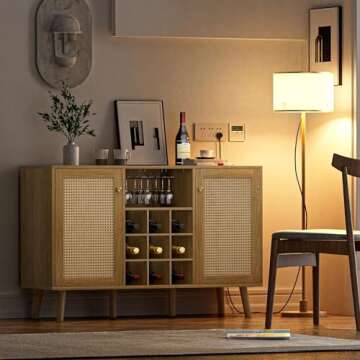 Giluta Rattan Wine Bar Cabinet - Stylish Storage Solution