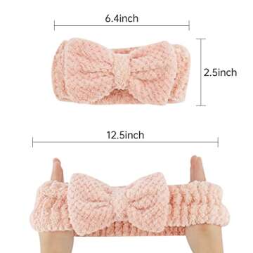 YISSION 2PCS Spa Headband with Bow No Slip Head Band for Face Wash Makeup Skincare Facial Headband E...