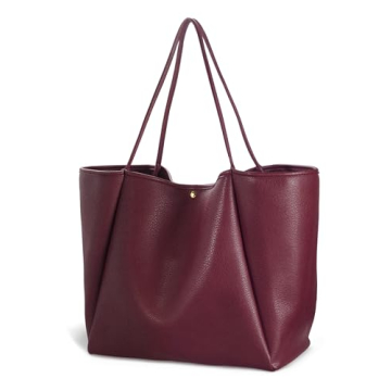 HOXIS Oversize PU Leather Tote Women Weekender Bag for Travel and Work