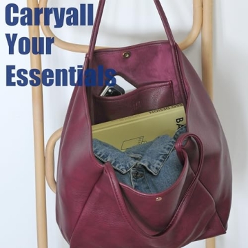 HOXIS Oversize PU Leather Tote Bag for Women