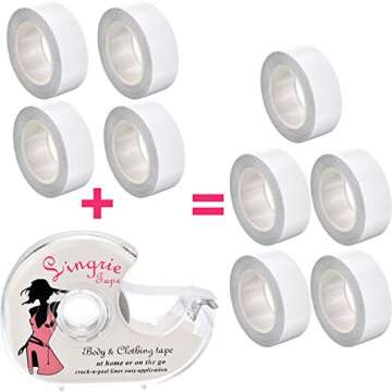 Blulu Double Sided Clothing Tape with Dispenser for Women Transparent Body Tape for Clothing Fabric ...