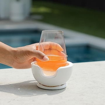 VoChill Stemless Wine Glass Chiller | Keep the Chill In Your Glass | New Wine Accessory | Separable & Refreezable Chill Cradle | Actively Chills Stemless Glassware | Quartz, Pair Stemless