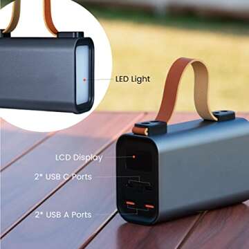 NURZVIY Power Bank Discover 100, 28800mAh Portable Power Station Charger with 100W Output, PD/QC3.0 Fast Charging, Adjustable Powerful Flashlight, Grey