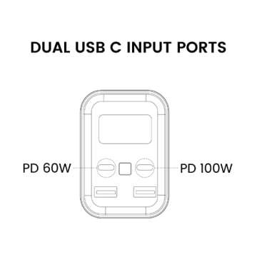 NURZVIY Power Bank Discover 100, 28800mAh Portable Power Station Charger with 100W Output, PD/QC3.0 Fast Charging, Adjustable Powerful Flashlight, Grey