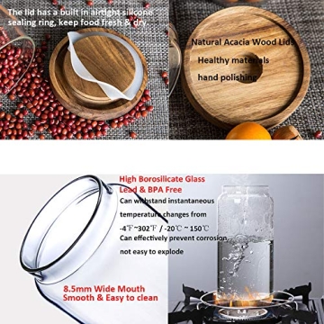 Stylish Keledz Glass Storage Jar with Wood Lid for Kitchen