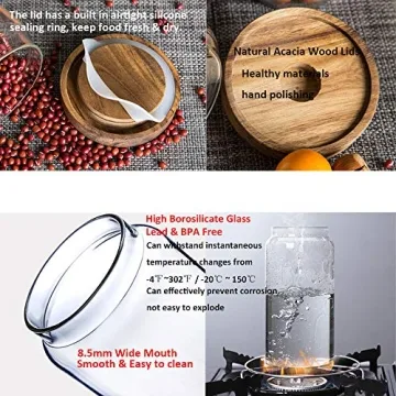 Stylish Keledz Glass Storage Jar with Wood Lid for Kitchen