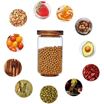 Stylish Keledz Glass Storage Jar with Wood Lid for Kitchen