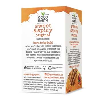 Organic Sweet & Spicy Herbal Caffeine Free Good Earth Teas 18 Tea Bag