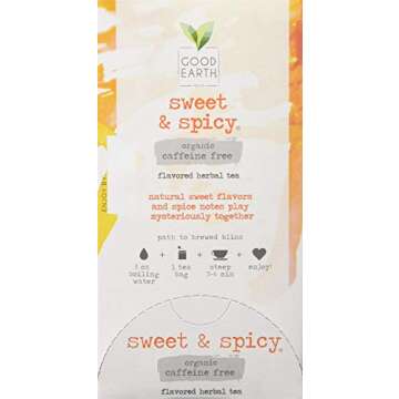 Organic Sweet & Spicy Herbal Caffeine Free Good Earth Teas 18 Tea Bag
