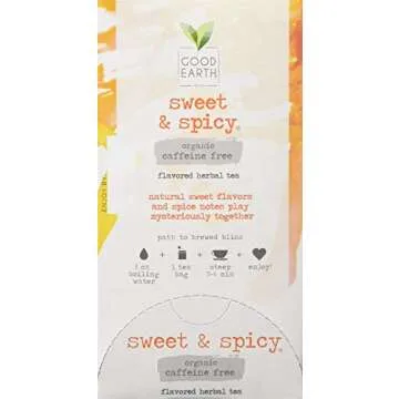 Organic Sweet & Spicy Herbal Caffeine Free Good Earth Teas 18 Tea Bag