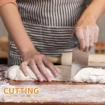 ALLTOP Bench Scraper & Chopper - Baking Essentials,Stainless Steel Blade Knife,Ideal Kitchen Tool for Home Baking and Meal Prep, Bread Making, Pasta,Pastry,Dough and Cake - Set of 2 Pack