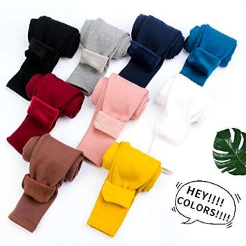 BOOPH Girls Winter Leggings Fleece Lined Kids Basic Pants for 6-7 Years Black